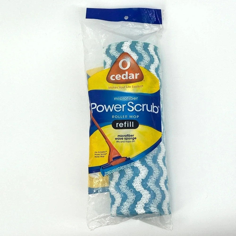 O-Cedar Power Scrub Roller Mop Refill Microfiber Wave Sponge‎ NEW SEALED