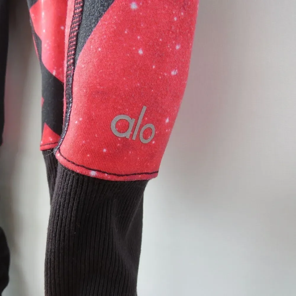 Alo Womens Goddess Black Legging Women's Small Red Geometric Space Pattern