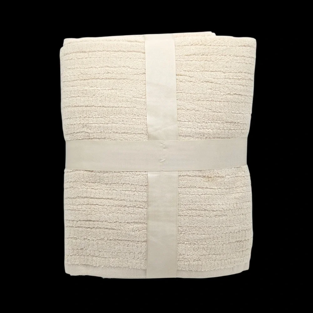 Pure Living 6pc Ecru Raised Cotton Bath Towel Set 2 Bath 2 Hand 2 Washcloths
