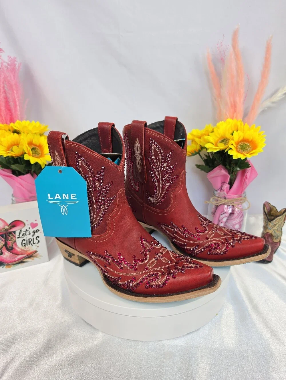 New LANE Lexington Cowgirl Boots W/ SWAROVSKI Crystals 8
