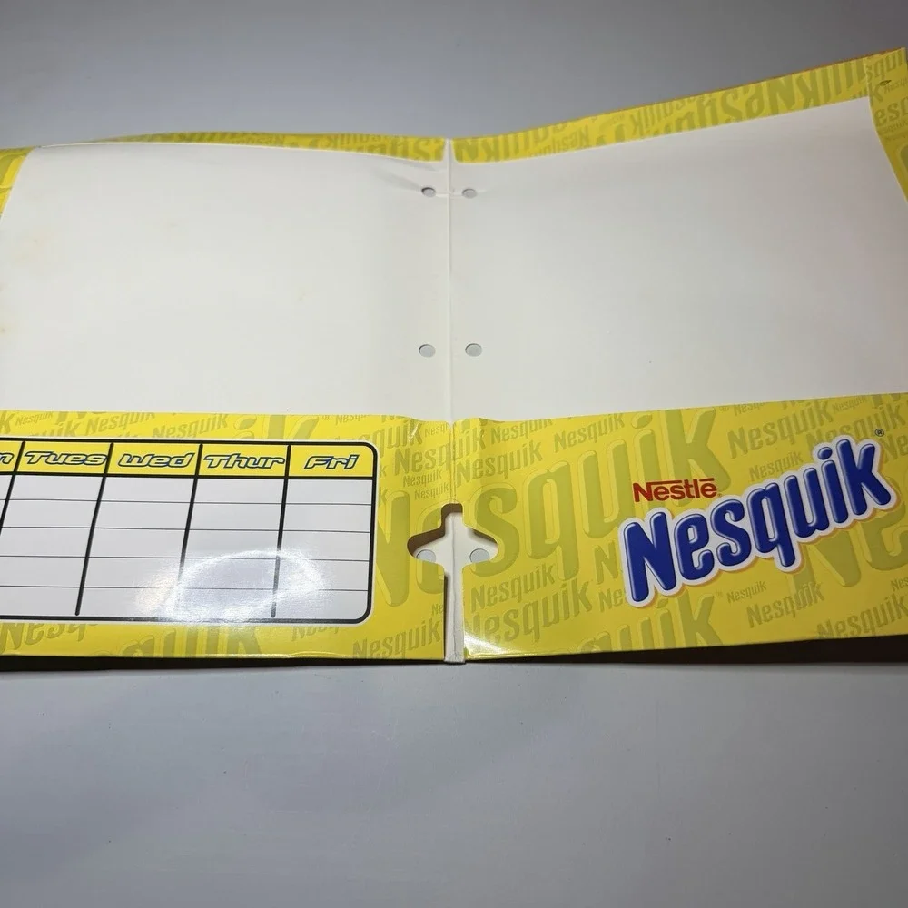 Nesquik Nestle Chocolate Drink Folder Kids School 3 Ring RARE VTG 90's