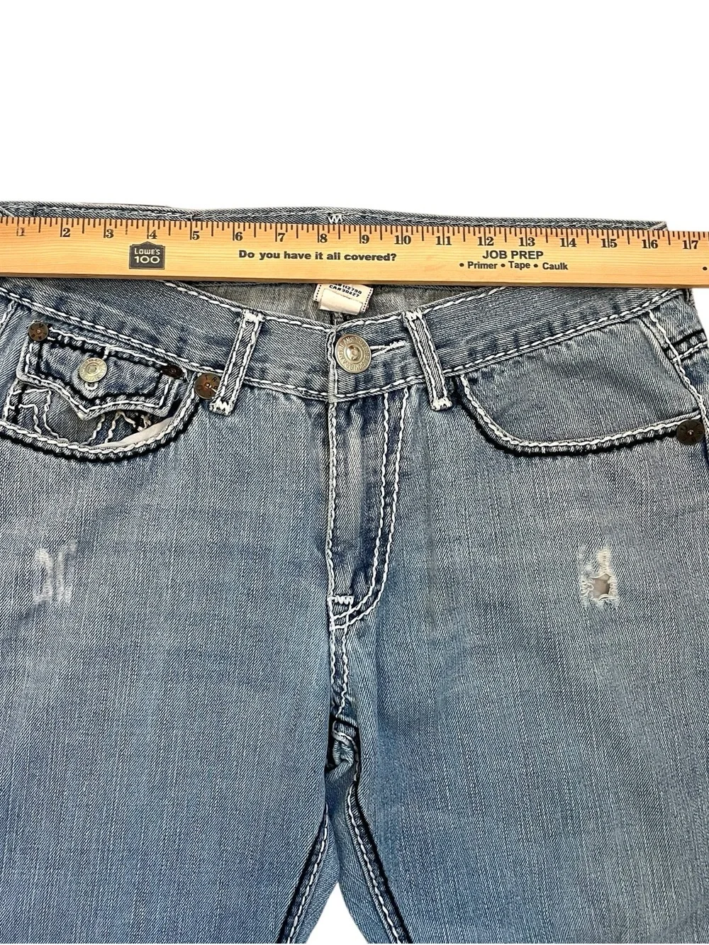 True Religion Joey Super T Jeans 34x30 Light Wash Bootcut USA Contrast Stitch