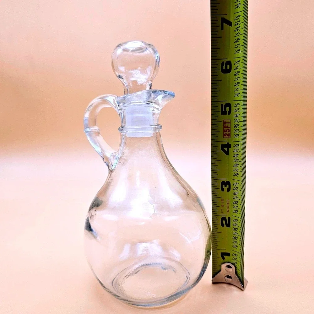 Glass Cruet Carafe‎ Pourer with Handle and Stopper Vinegar Oil Dispenser