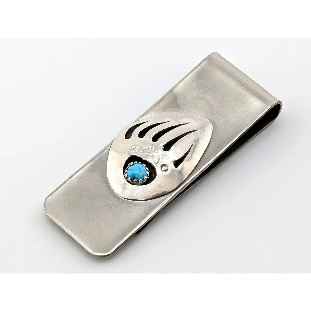 Handmade Sterling Silver Money Clip Original Navajo American Men's Acces ***