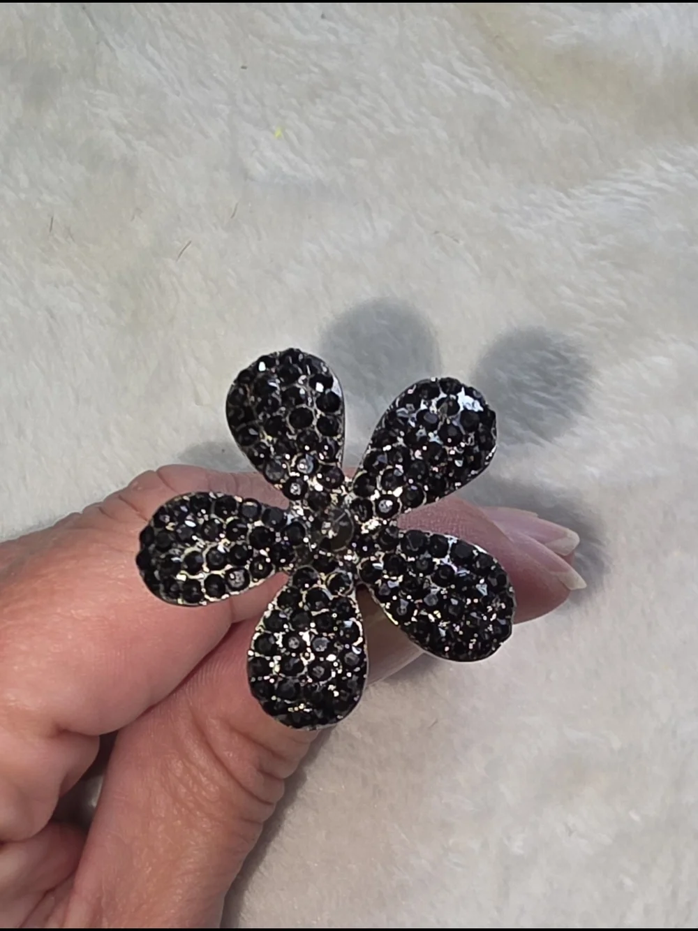 Black Crystal Flower Hair Pin Set If 12