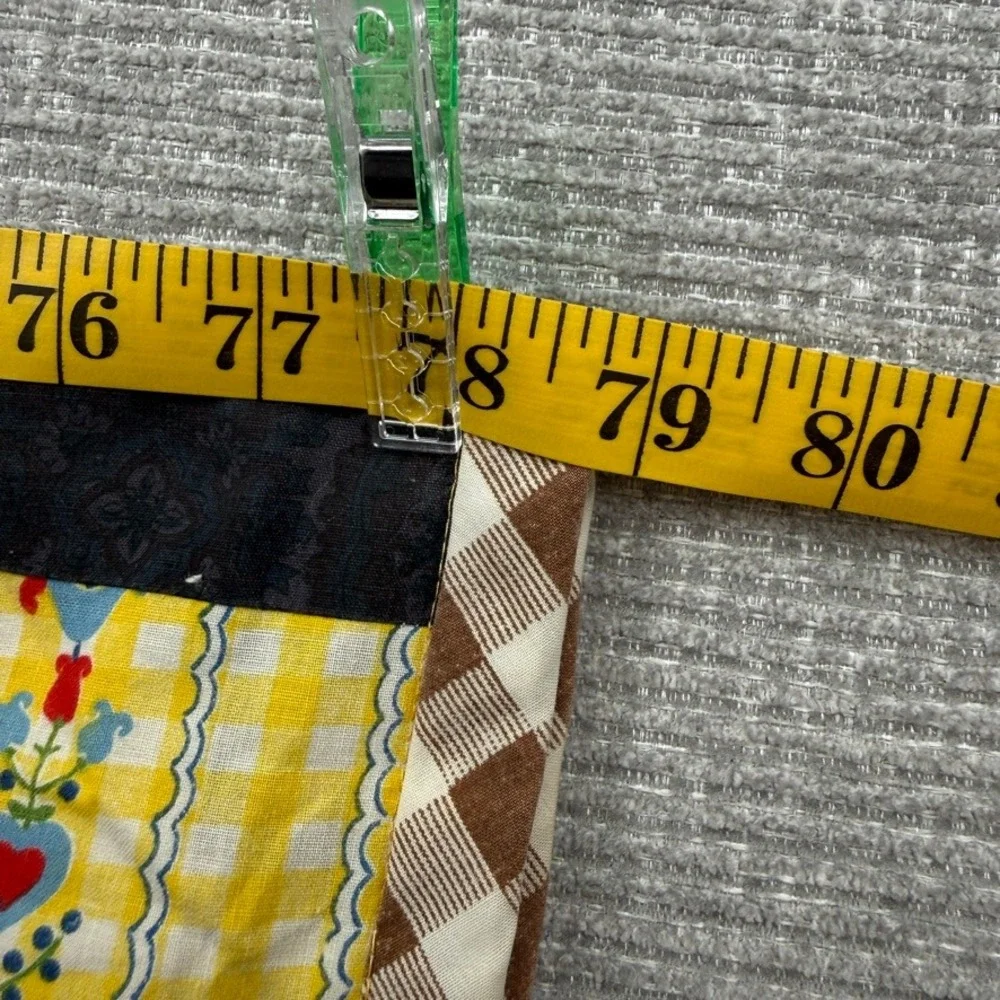 Vintage Patchwork Quilt Blanket Twin Size Multicolor Floral Plaid Gingham Boho