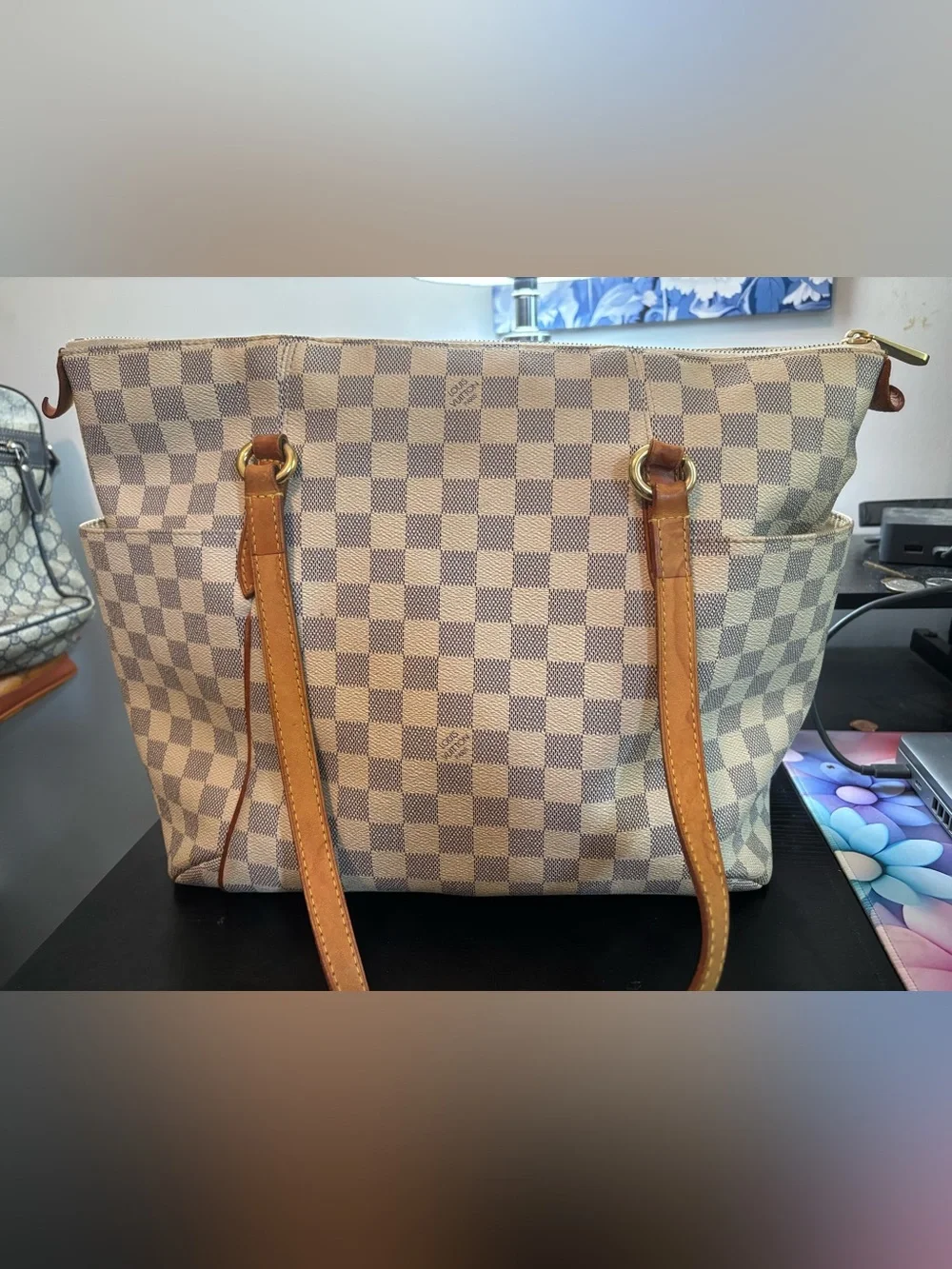 Authentic Louis Vuitton Discontinued Totally MM Tote – Damier Azur Canvas