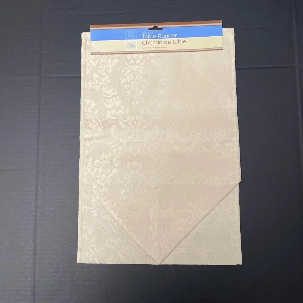 Home Collection Table‎ Runner Ivory Beige Damask Dinner Party Holiday Elegant