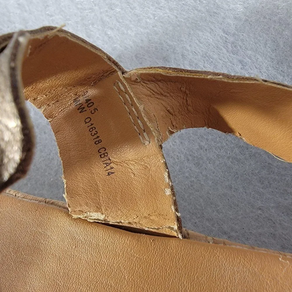 Korks‎ Kork Ease Sherlyn Wedge Sandals 40.5 US 9 Gold Leather Platform Strap