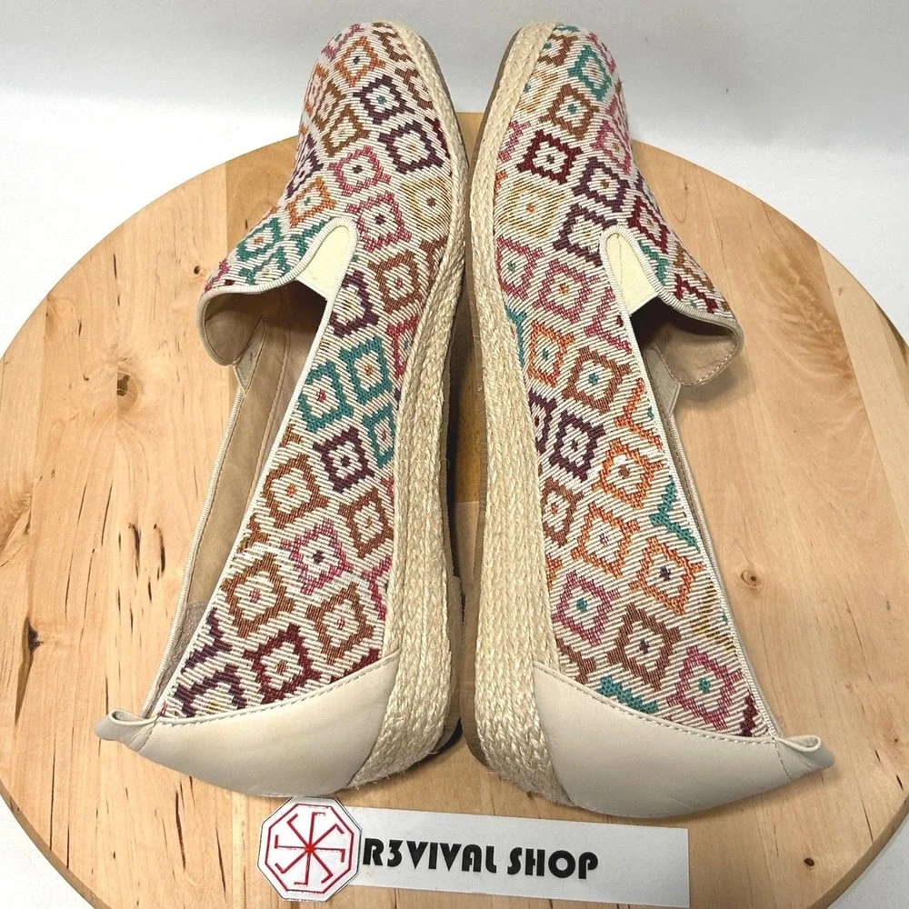 David Tate Womens Sanika Diamond Multicolor Slip-On Espadrille Wedge - Size‎ 11W