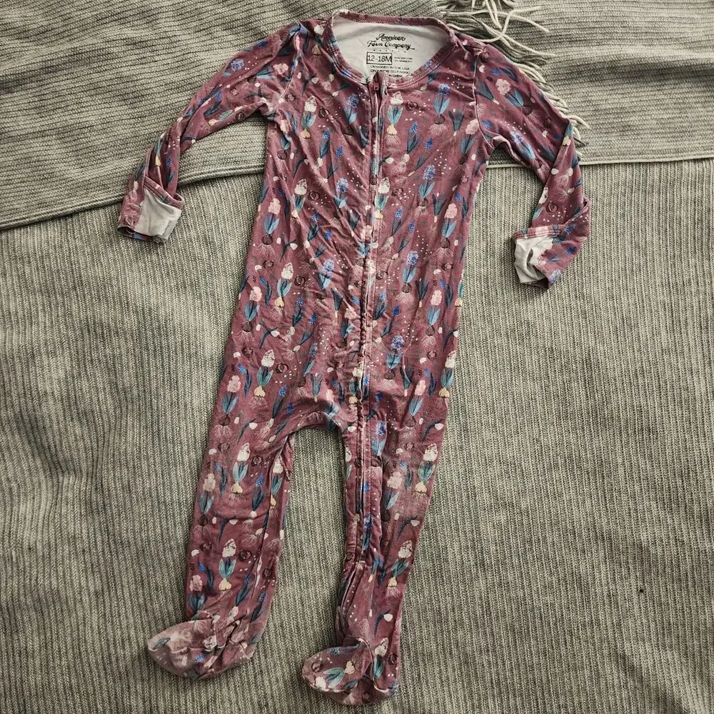 American Farm Company Purple Floral Viscose Bamboo Footies
