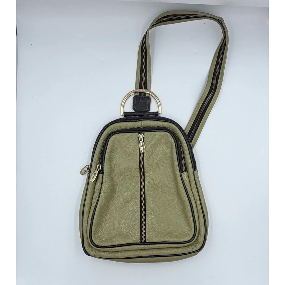 Valentina Women's Pebbled Leather Mini Backpack Green y2k