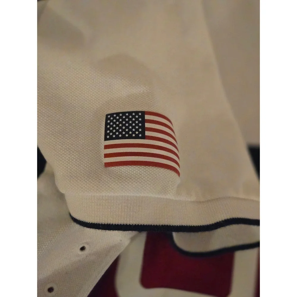 Polo Ralph Lauren Mens XL USA Big Pony Colorblock Slim Fit Polo Shirt White