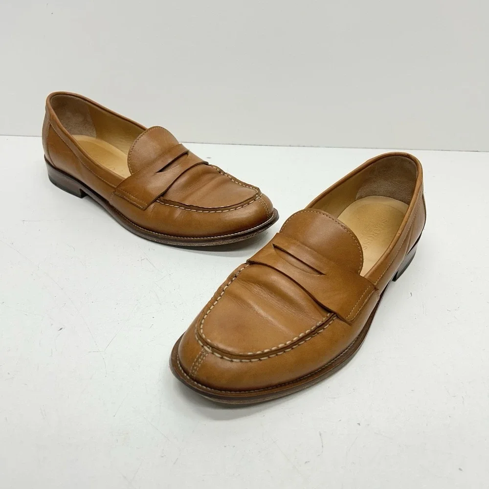 Scarosso‎ Men's Brown Leather Penny Loafers Shoes Made in Italy EU41, US8, UK7