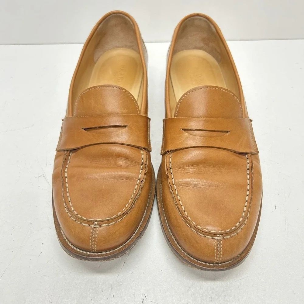 Scarosso‎ Men's Brown Leather Penny Loafers Shoes Made in Italy EU41, US8, UK7