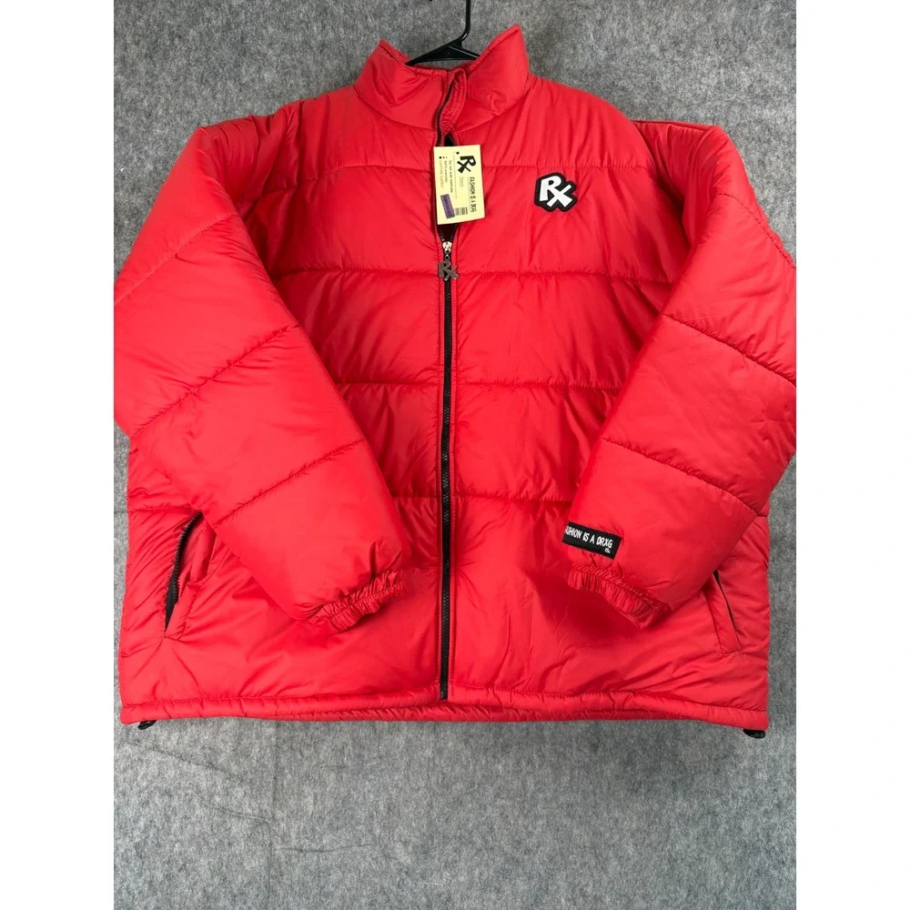 Getrey x RX Fashion Is A Drag Puffer Jacket Red XXL Graphic Streetwear