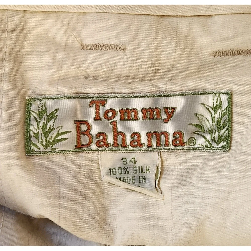 Tommy Bahama Men's Dress Pants‎ Size 34 Tan Silk Pleated Front Casual Comfort