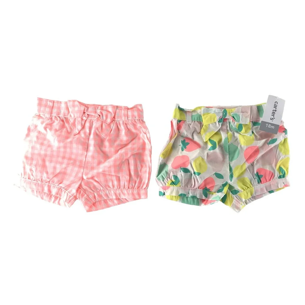 NWT Carter's Shorts Bloomers Fruit Checkered Summer Baby Girls 18 Month Set Of 2