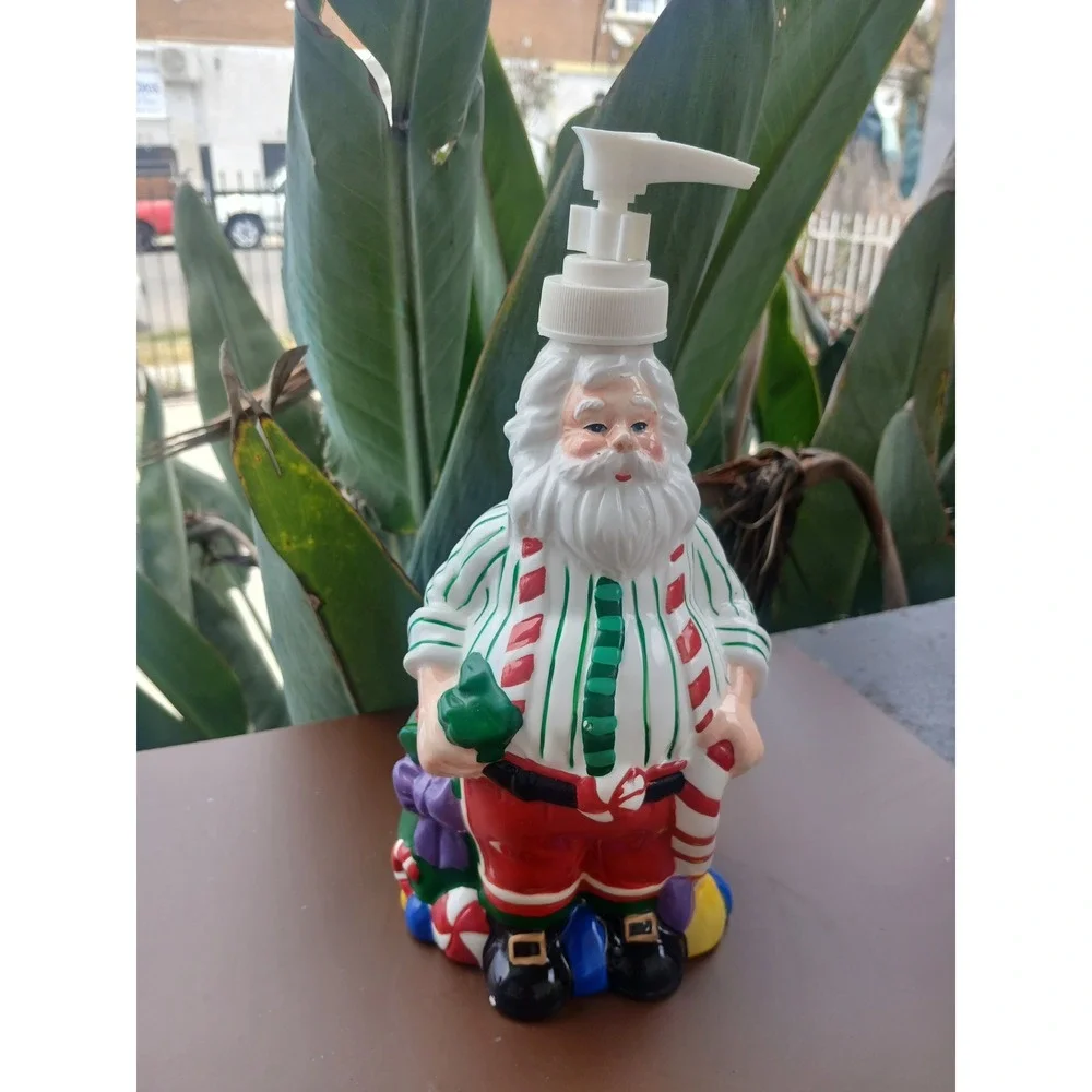 Vintage Ceramic Santa Claus Soap Lotion Dispenser Christmas Holiday Decor 9