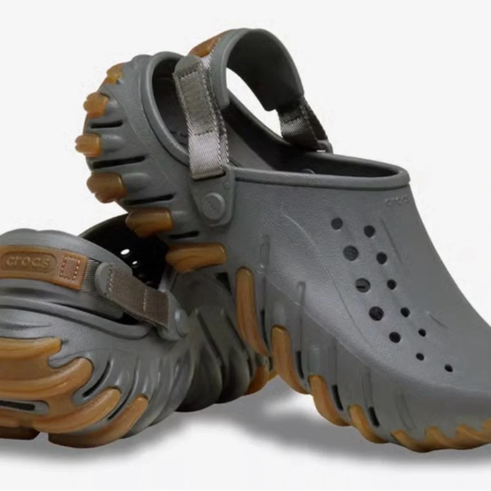 CROCS echo gum Ro clog in Slate Grey Clog with Brown Outsole Accents