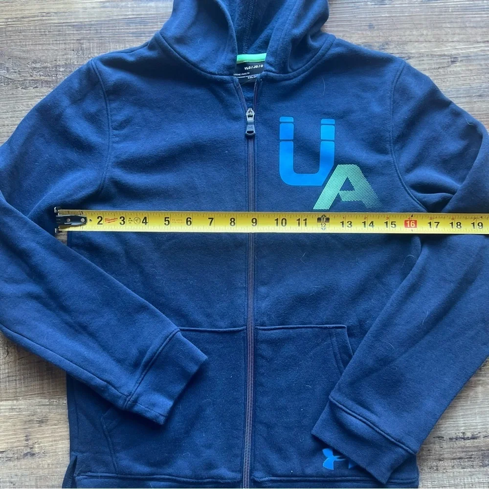 Under Armour Cold Gear Boys Hoodie Loose Full Zip Blue UA Logo Size Large