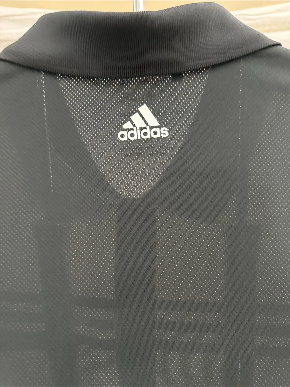 adidas White and Black Striped Golf Polo