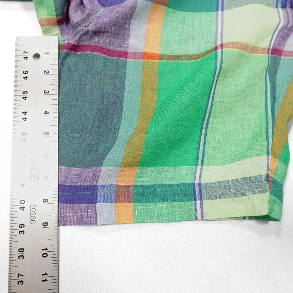 POLO RALPH LAUREN Men's 32 Multicolor 100% Linen Madras Plaid Classic Fit Shorts