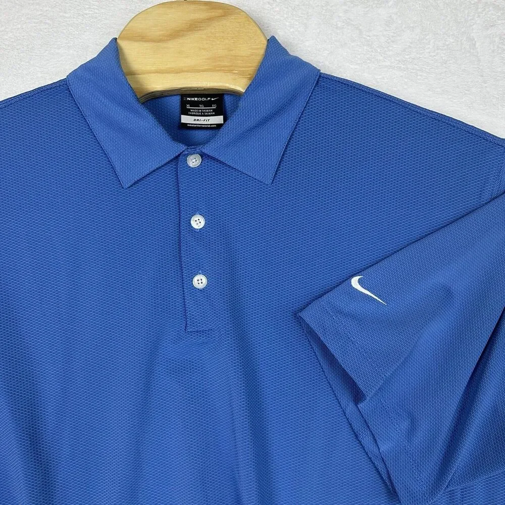 Nike Golf Blue‎ Short Sleeve Sphere Dri-Fit Diamond Polo Shirt Men's XL 35055464