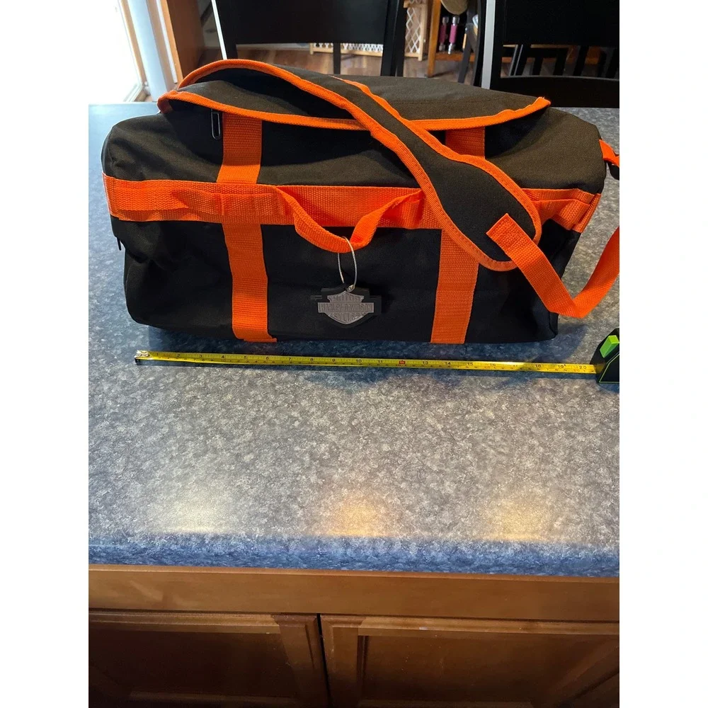 Harley-Davidson Canvas Duffle Bag / backpack Black Orange Bar & Shield Logo