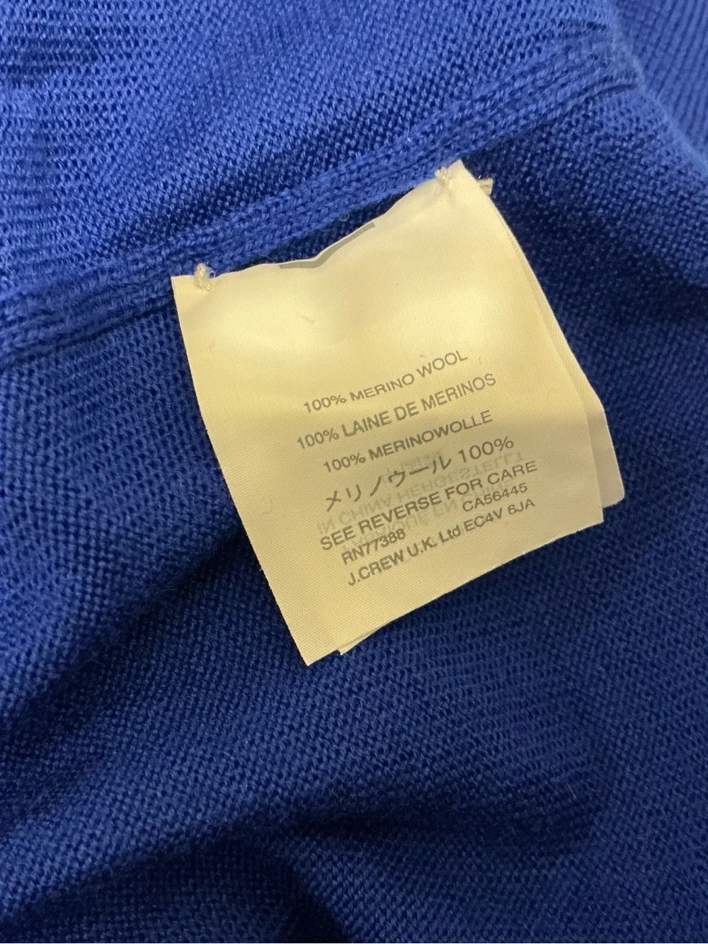 J. Crew Blue 100% merino wool Knit Crewneck Sweater size XL