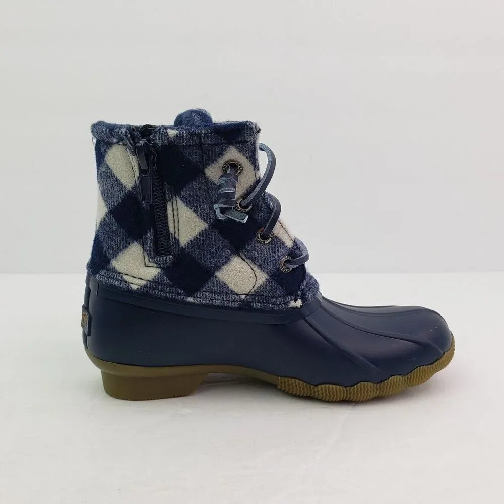 Sperry Top Sider Saltwater Toddler Size 13 Blue Plaid Wool Waterproof Duck Boots