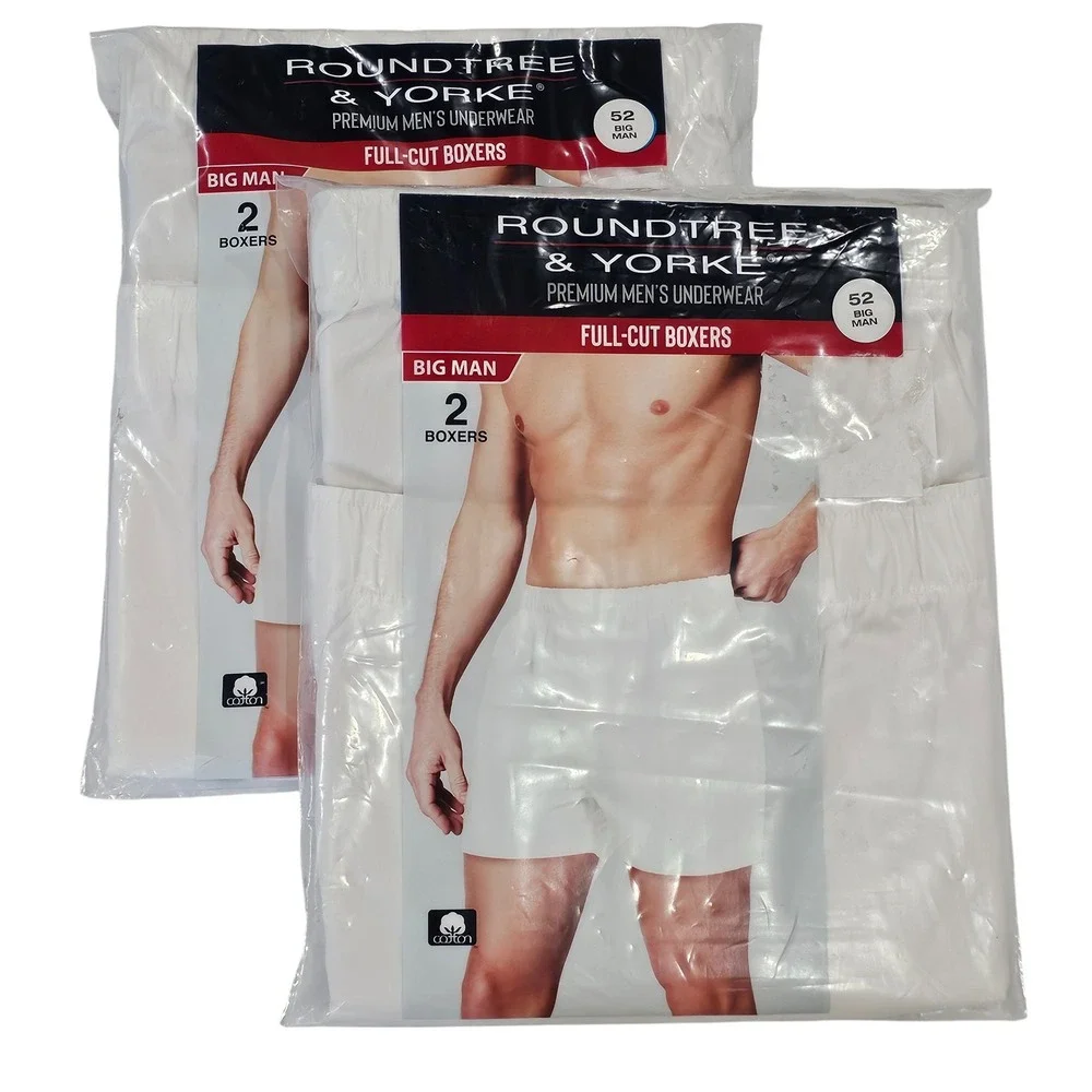 Lot of‎ 2 Big Man Boxers Size 52 Roundtree & Yorke (4 Pairs) Full-Cut Underwear