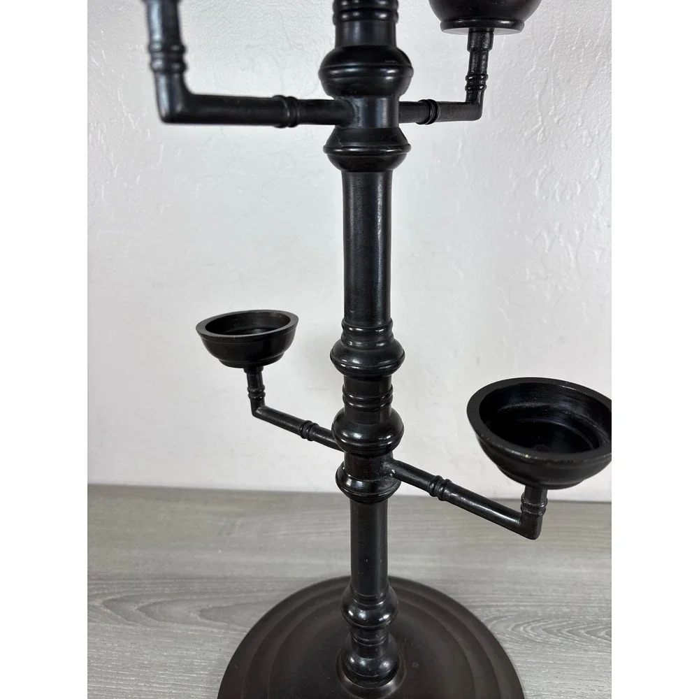 Pottery Barn 6-Light Tiered Candelabra Dark Bronze Black Metal Candle Holder 25