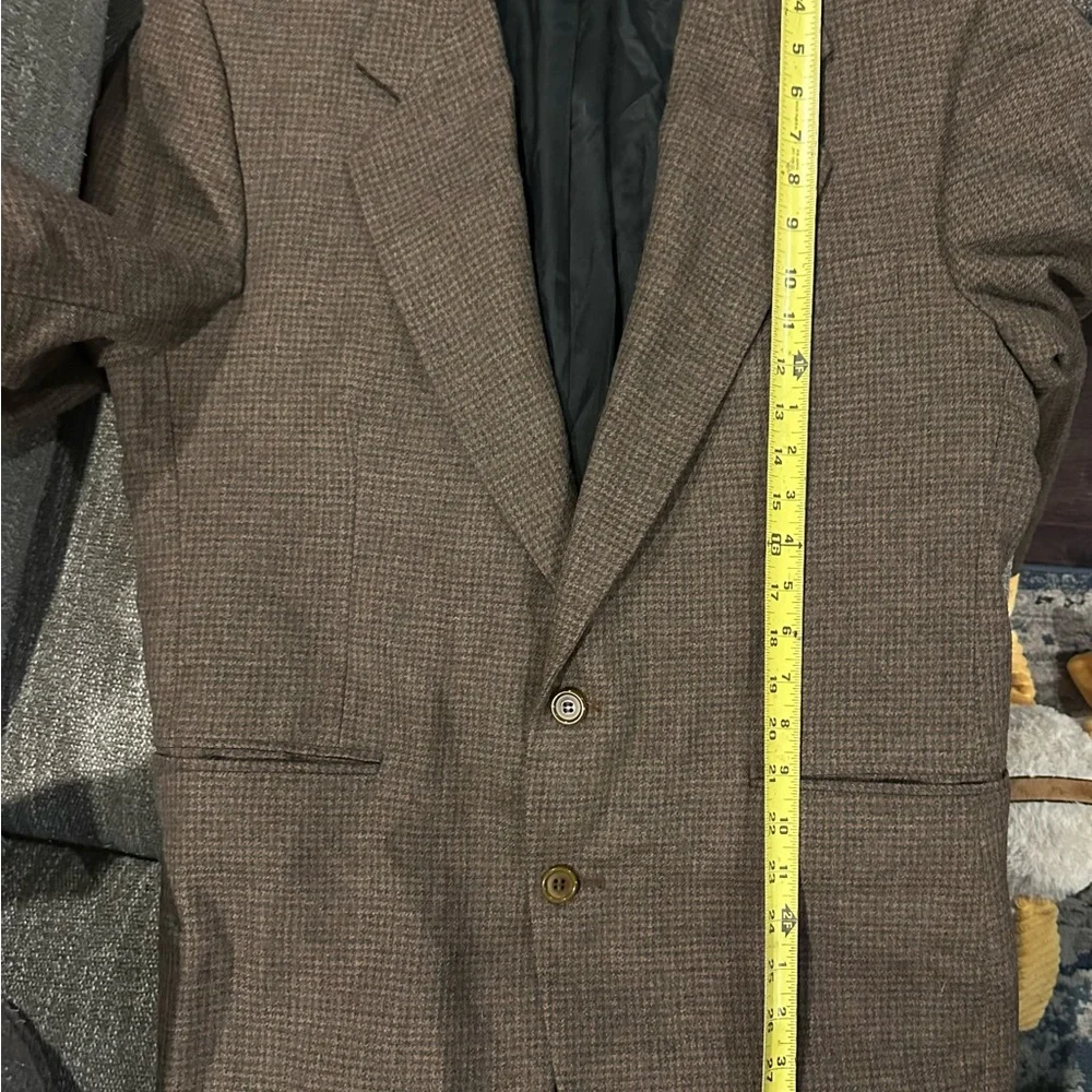 Oscar de la Renta Brown Herringbone Wool Blazer 42R 44R L (No Size Tag)