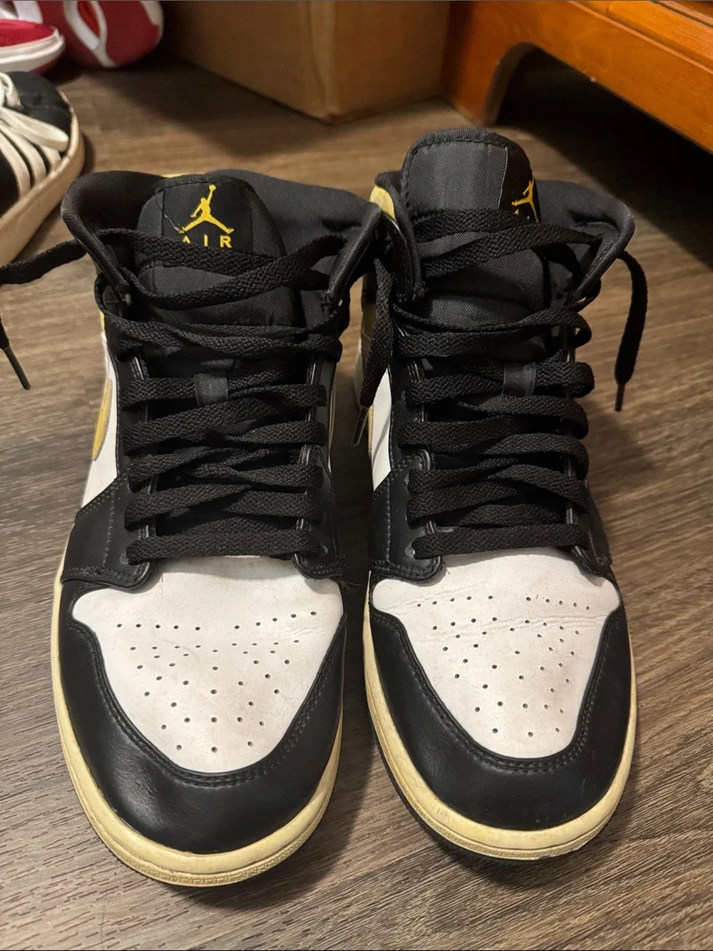 Jordan Black, White & Yellow High-Top Sneakers