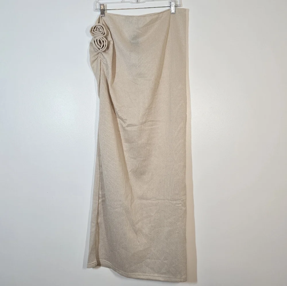 Lioness Soul Mate Mesh Netted Maxi Skirt in Cream XL NWT New