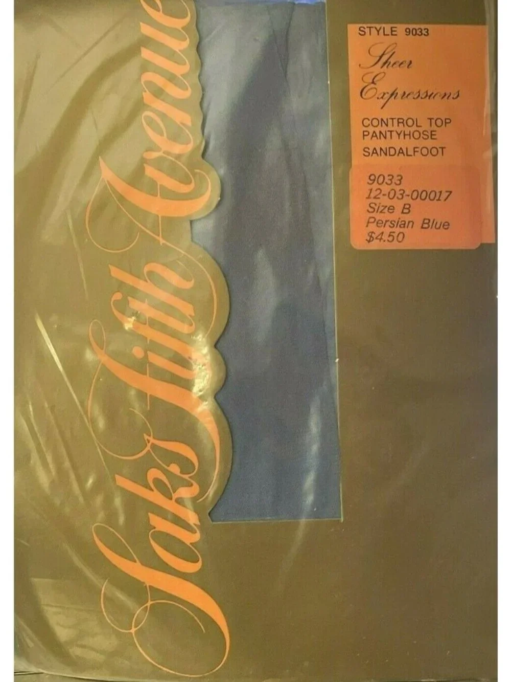 Womens Saks Fifth Avenue Persian Blue Pantyhose Sz B 9033 Sheer Control Top New
