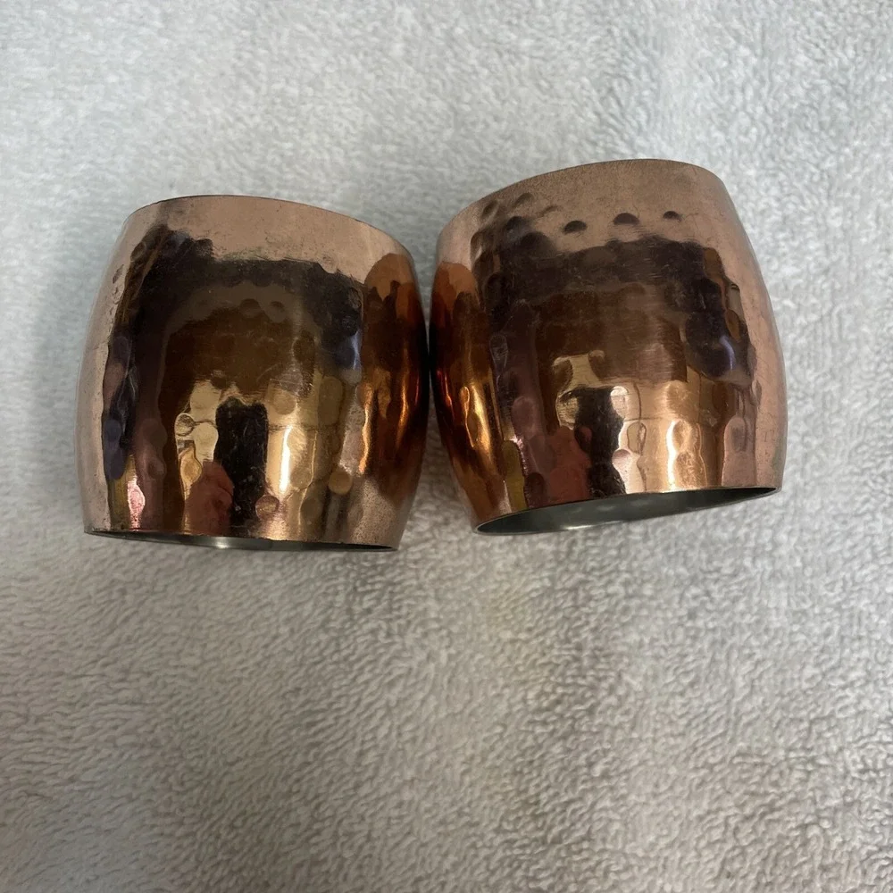 set of 2 copper metal‎ napkin rings 2