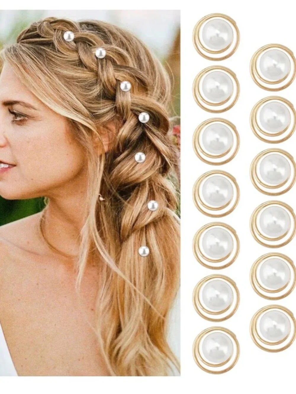 20 Pcs Spiral Hair Pins‎ Gold/Pearl for Wedding/Bridal/Prom Clips