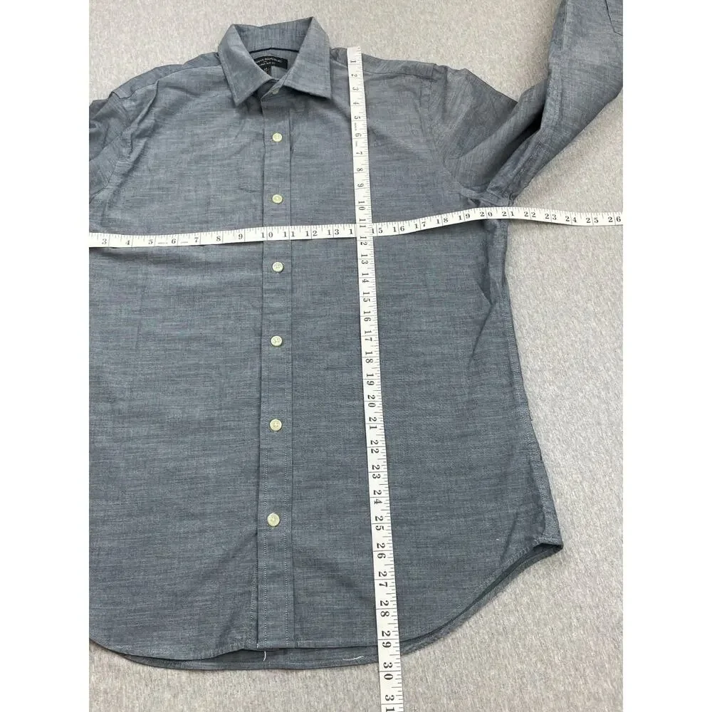 Banana Republic Shirt Men‎ Medium Gray 100% Cotton Long Sleeve Button Up