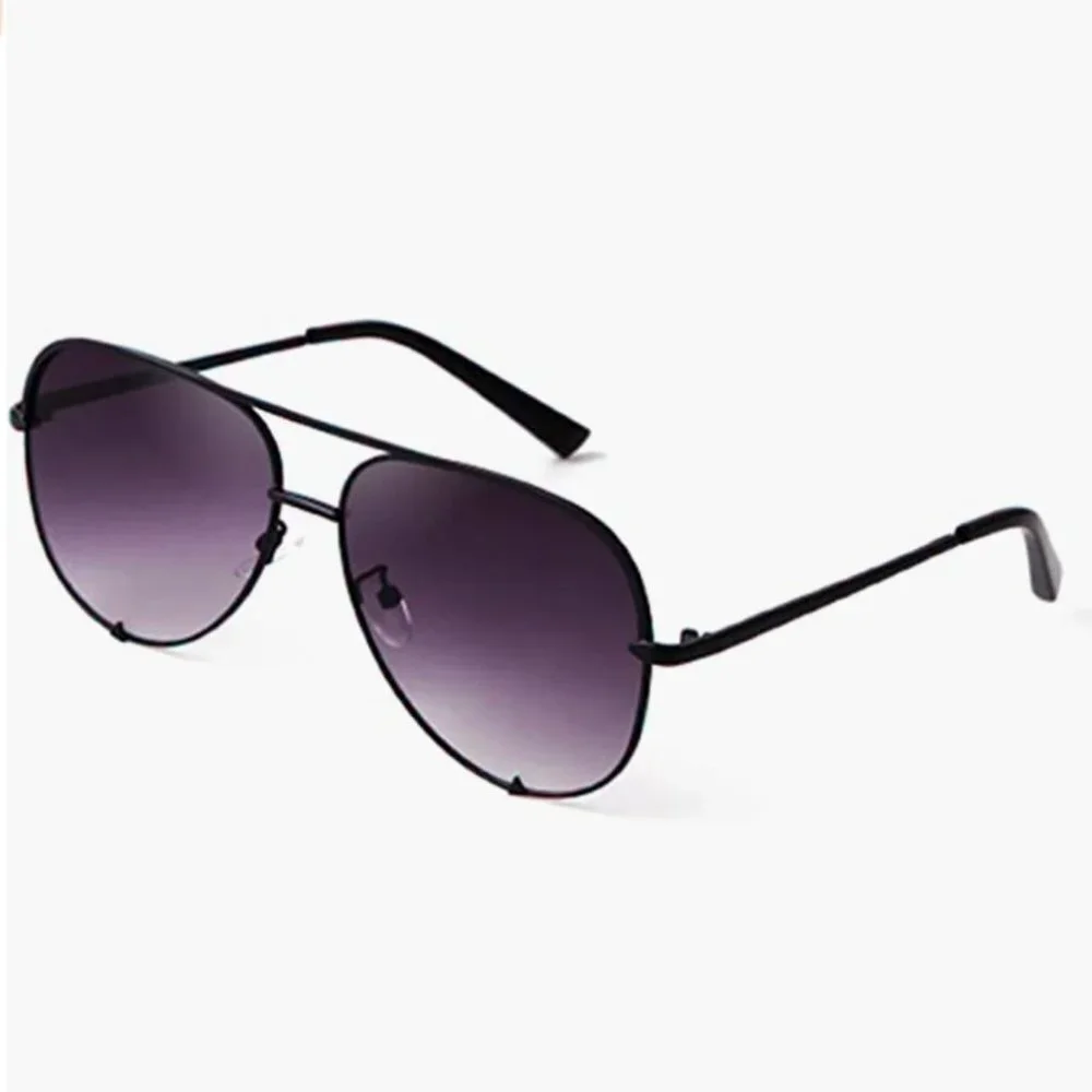 Black‎ Clear Ombre Gradient Aviator Pilot Sunglasses Oversized Retro Shades