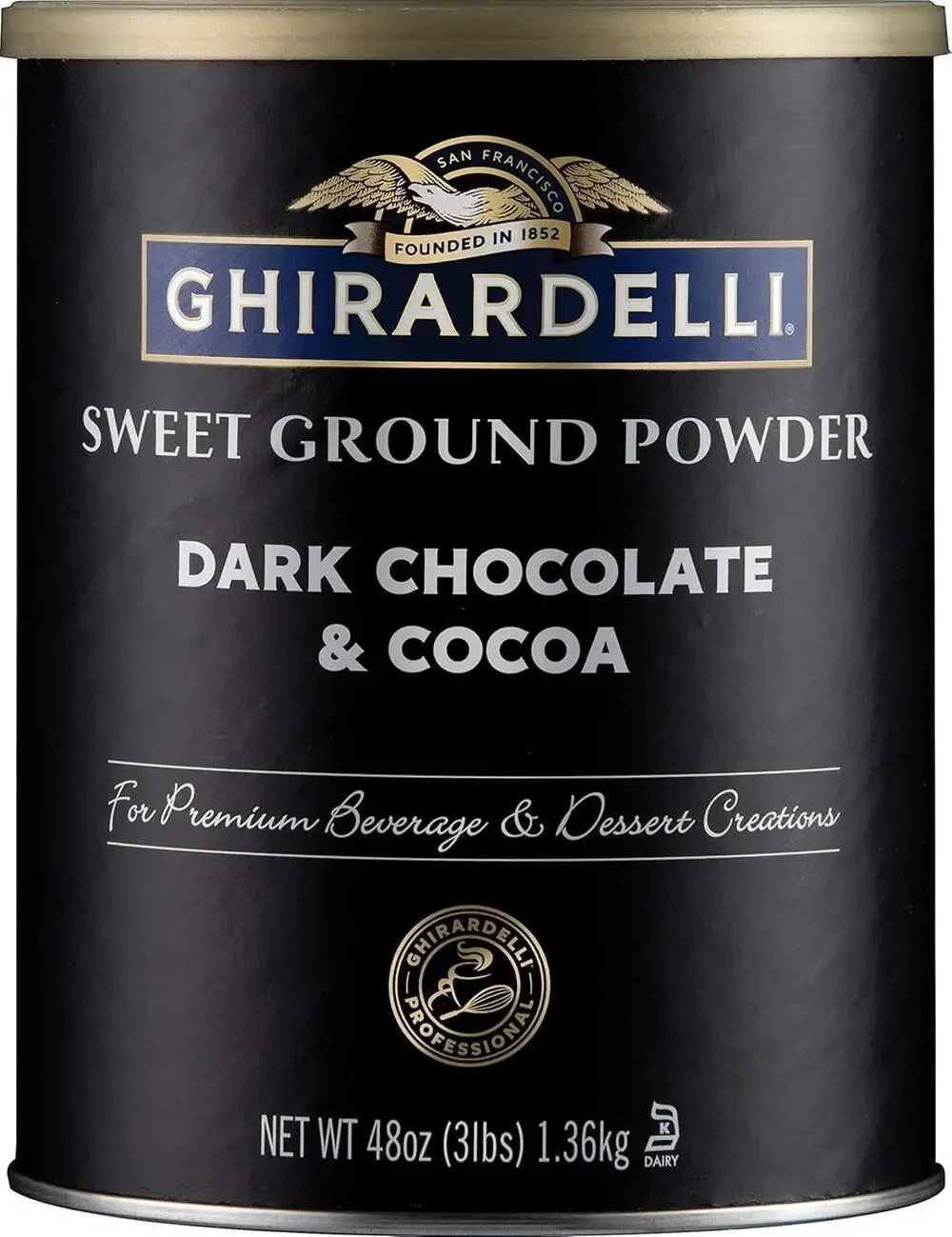 Ghirardelli Dark Chocolate &Cocoa Sweet Ground Powder for Beverages Desserts 3LB