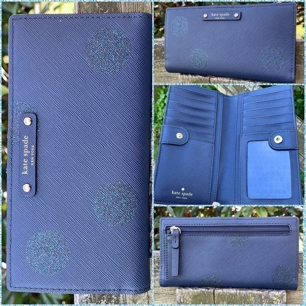 Kate Spade ♠️ Navy Blue Dot 🔵 Tote Bag Wallet Set