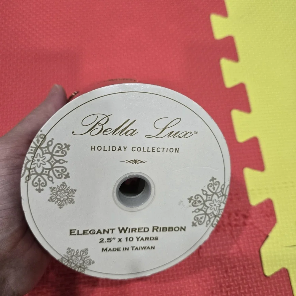 Bella Lux Holiday Collection Elegant Wired Ribbon - Red/Gold Stripes - 2.5