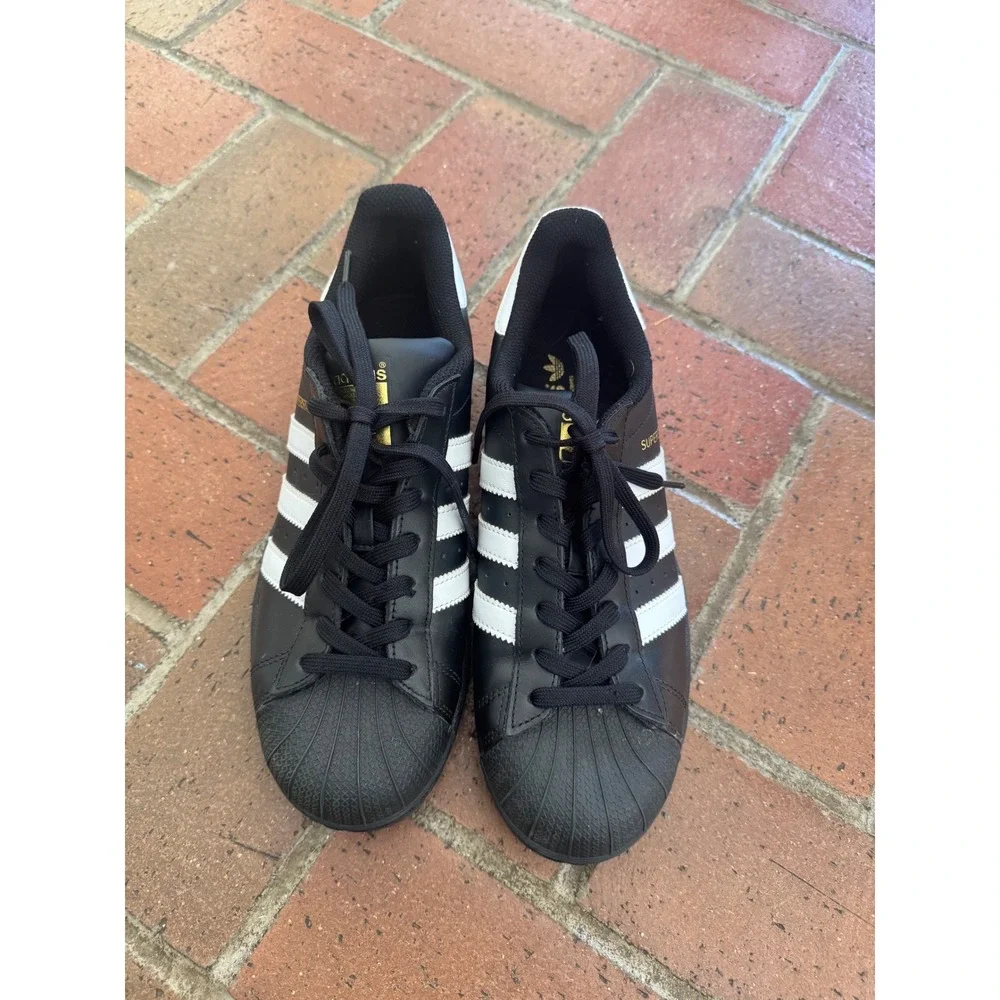 Adidas Originals Superstar Black White Gold Shell Toe Mens Shoes B39397 Size 8.5