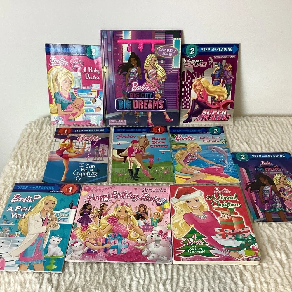 Barbie Picture Books & Leveled Readers, Stickers Lot of 10 Stories
