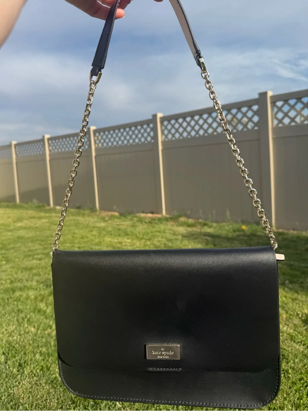 Kate Spade Black Leather Chain Strap Crossbody Bag
