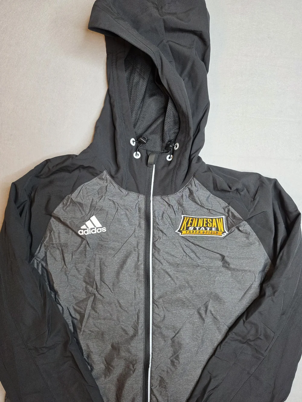 adidas Men's Black & Gray Kennesaw Hooded‎ Windbreaker