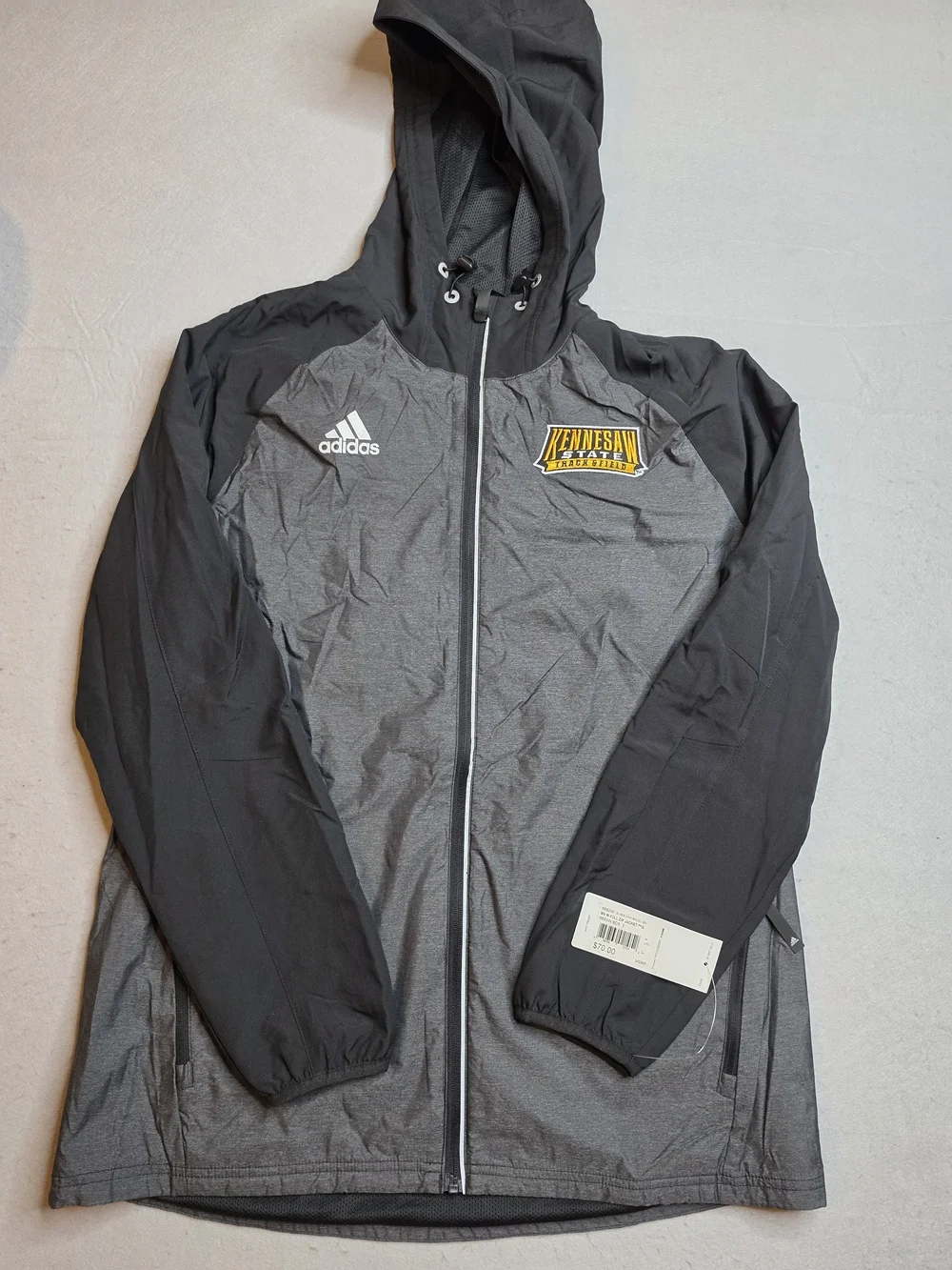 adidas Men's Black & Gray Kennesaw Hooded‎ Windbreaker