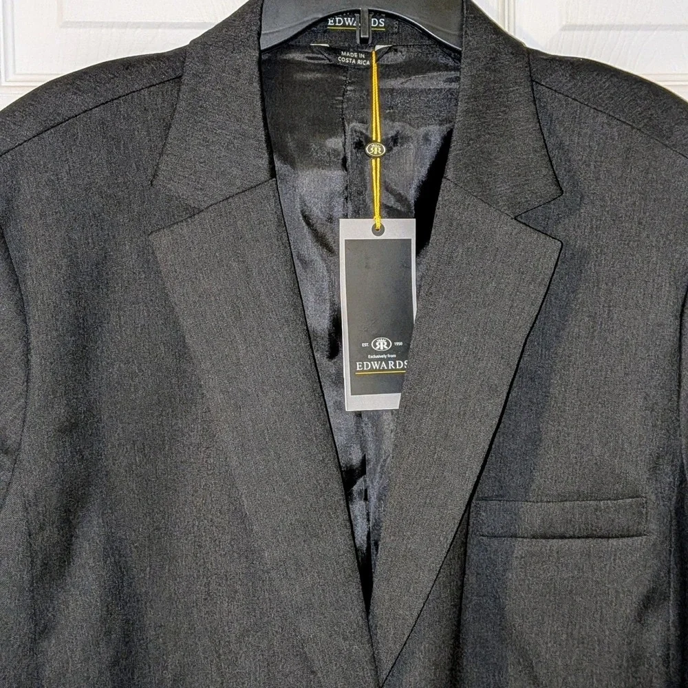 Edwards Mens‎ Black Wool Blend 2-Button Blazer Jacket 6530-900 Size 32R NEW